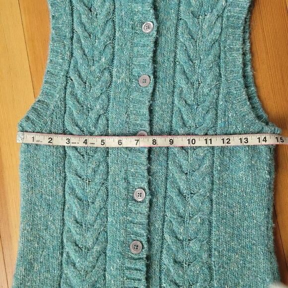L.L. Bean wool blend mock neck cable knit vest button down cottage grandma - Picture 8 of 9